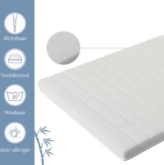 Ada Sleep topper 160x200 cm met witte tencel hoes Ada Sleep topper 160x200 cm met witte tencel hoes